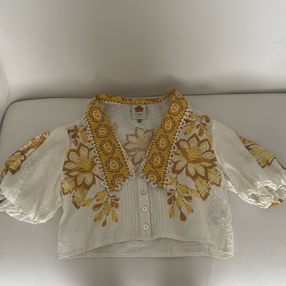 Aura Floral Cotton Crop Top sz Xs - Picture 2 of 5